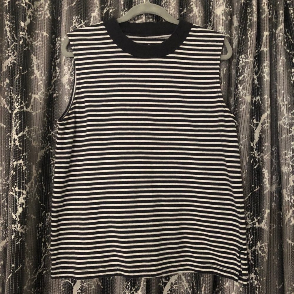 Everlane striped mock neck muscle tank